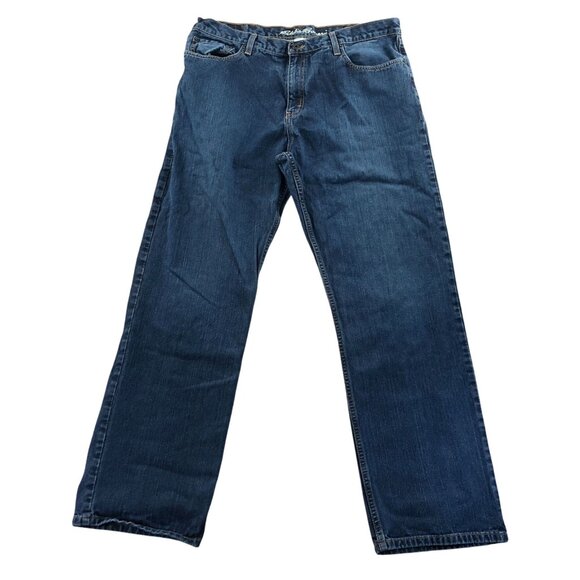Eddie Bauer Mens Jeans Size 36x32 Blue Denim Straight Leg Relaxed Fit Casual - Picture 1 of 16